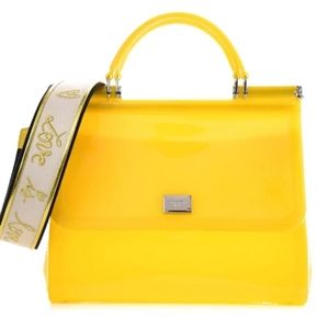BRAND NEW, Dolce & Gabbana Medium Yellow Pvc, Sicily Satchel & Crossbody Bag.